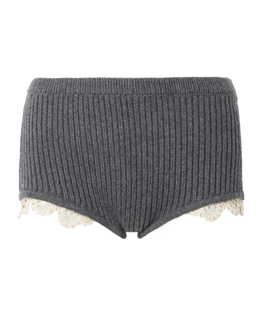 Crocheted Knit Cashmere Shorts