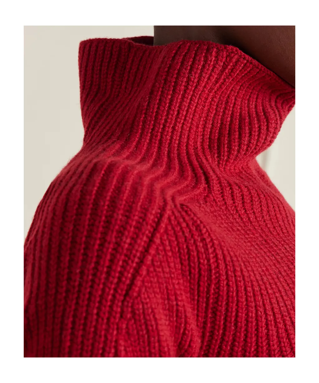 Ribbed Cashmere Turtleneck Mini Dress