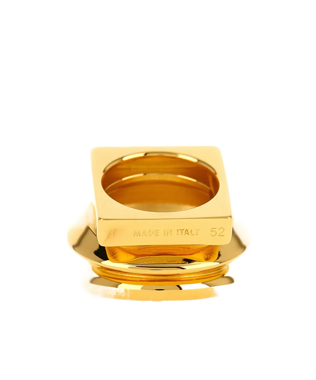 Elisabetta Franchi Three Band Logo Engraved Ring