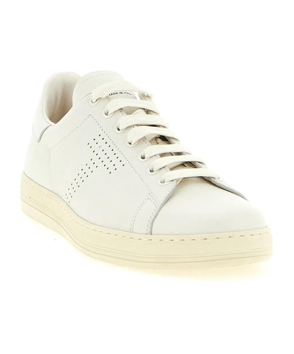 Perforated-Logo Leather Sneakers