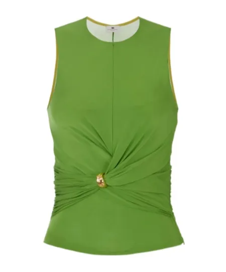 Elisabetta Franchi Pleated Sleeveless Top