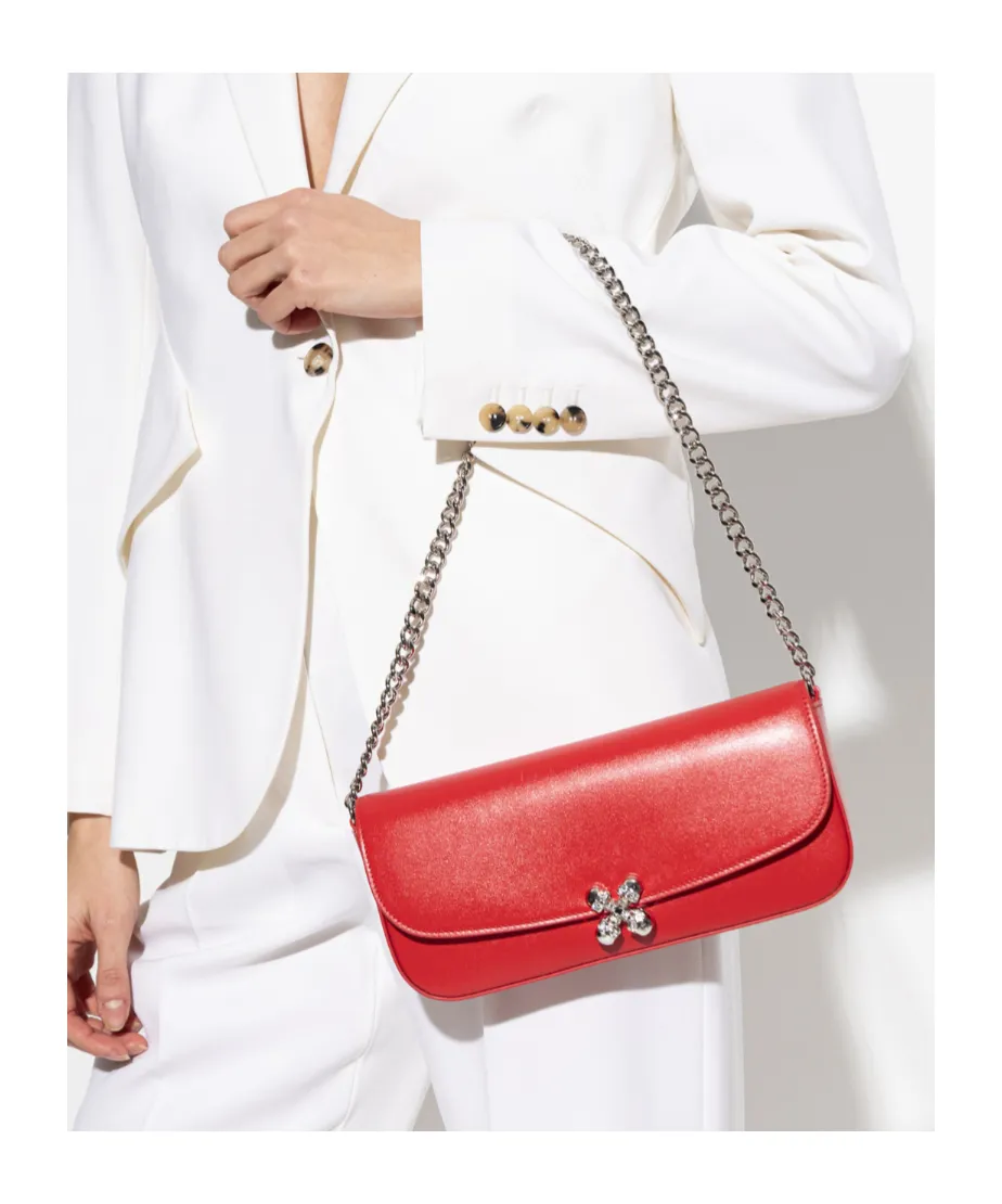 Alexander Mcqueen Skull Flower Chain Clutch Bag