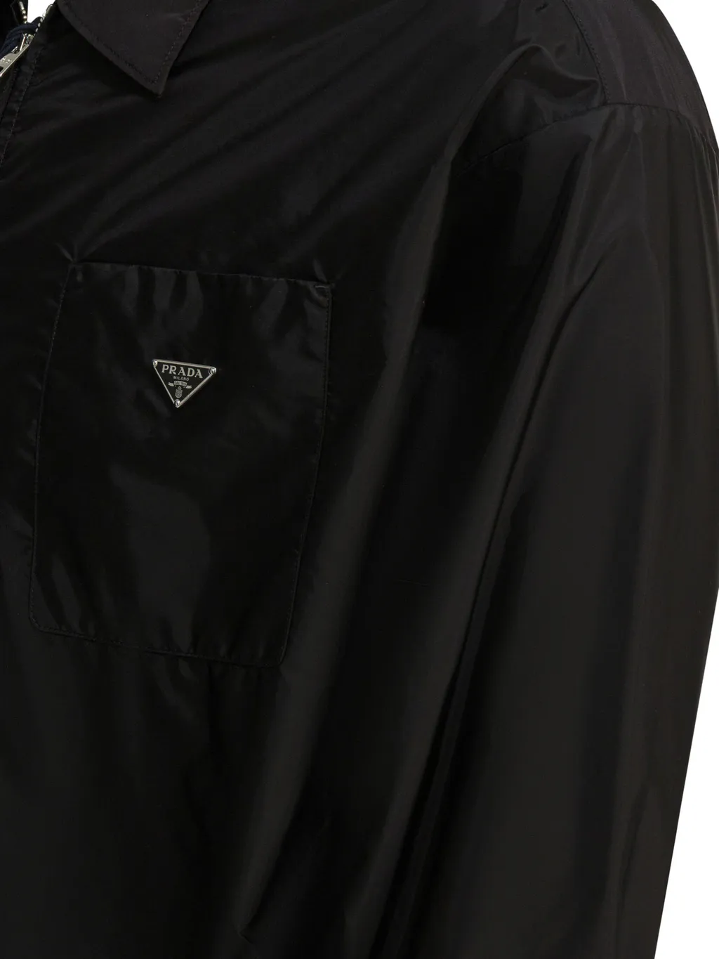 Prada Triangle-Logo Zipped Shirt