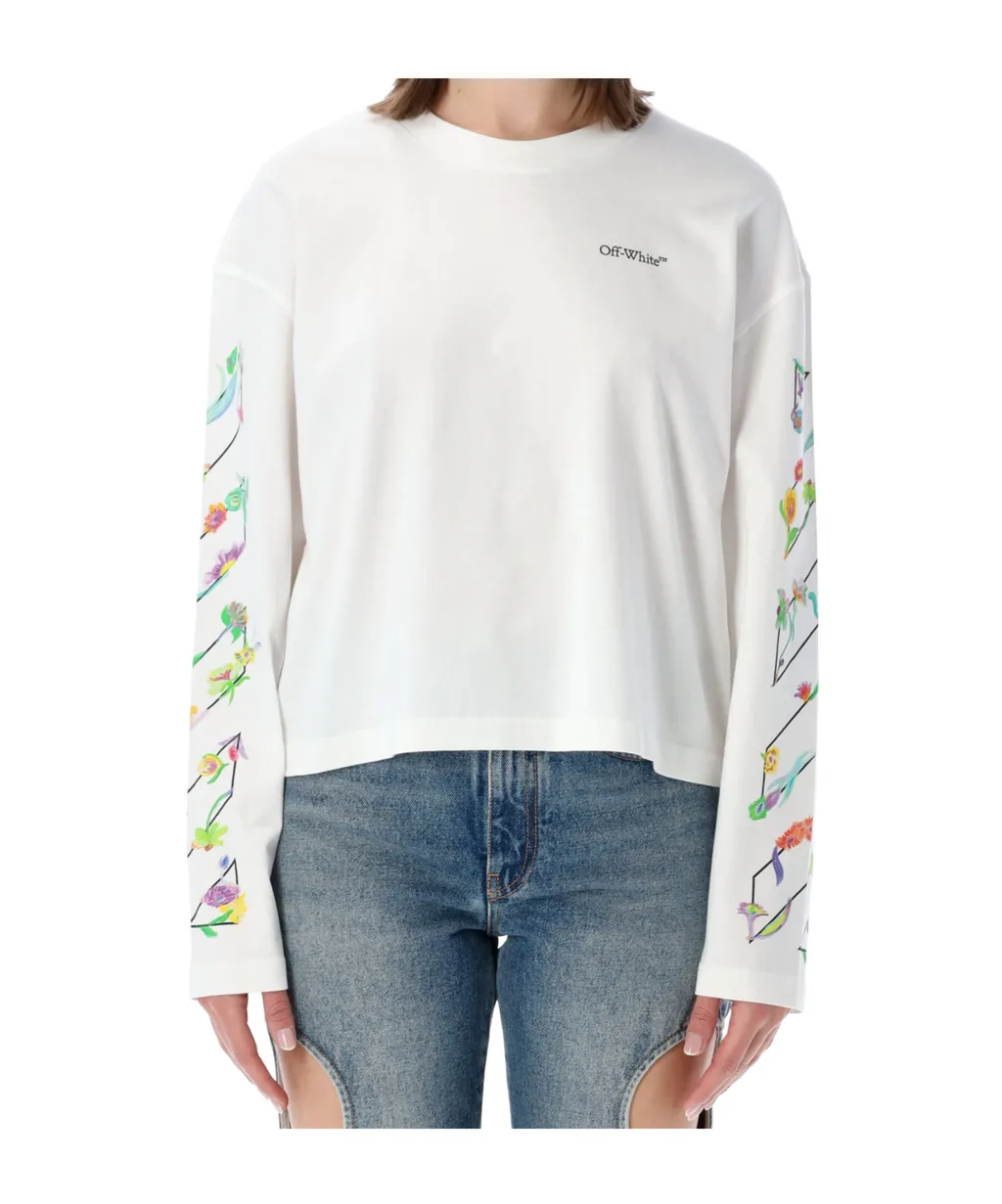 Off-White Flower Printed Crewneck T-Shirt