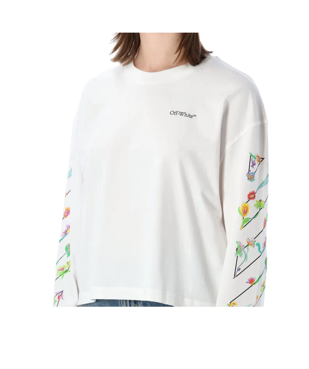 Off-White Flower Printed Crewneck T-Shirt