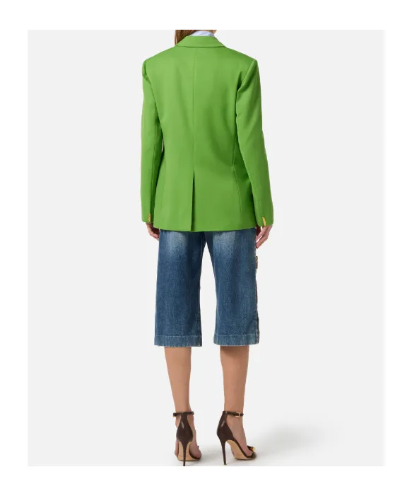 Double-Breasted Embellished-Pocket Blazer