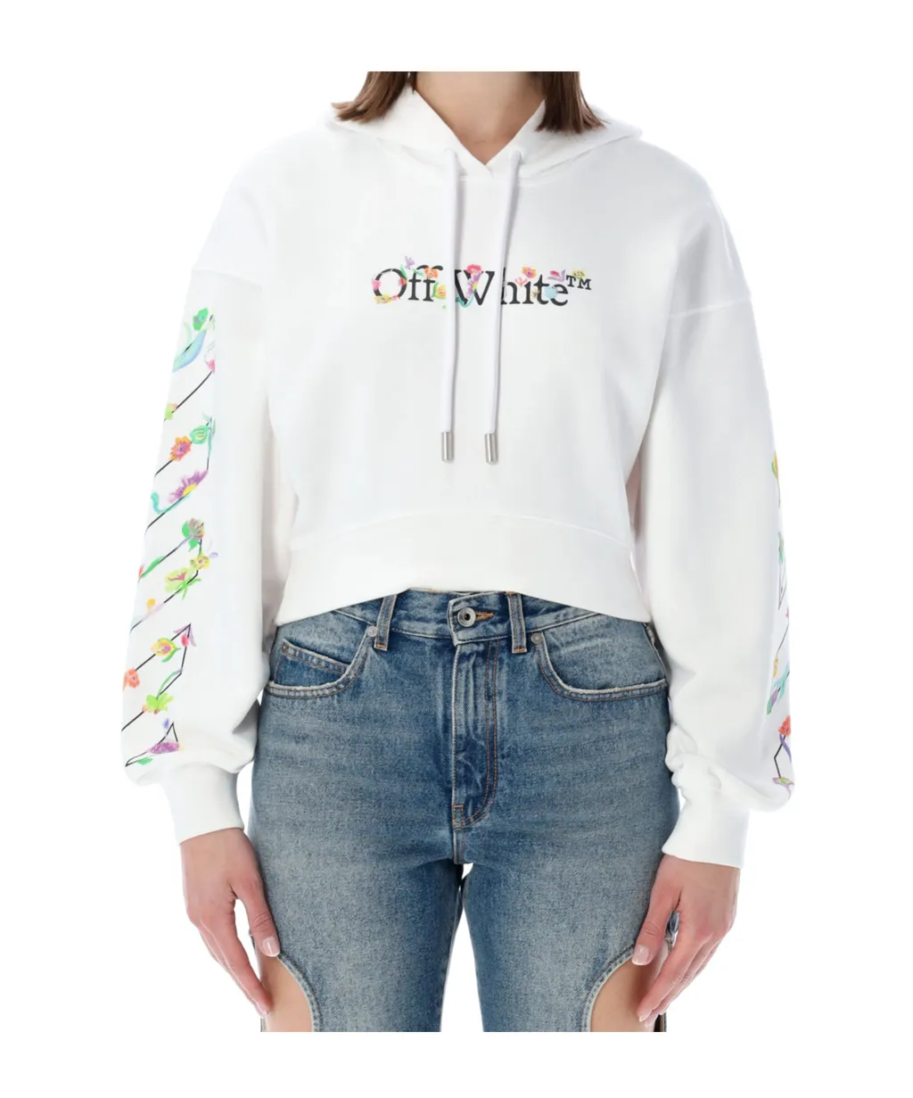 Off-White Flower Cropped Hoodie