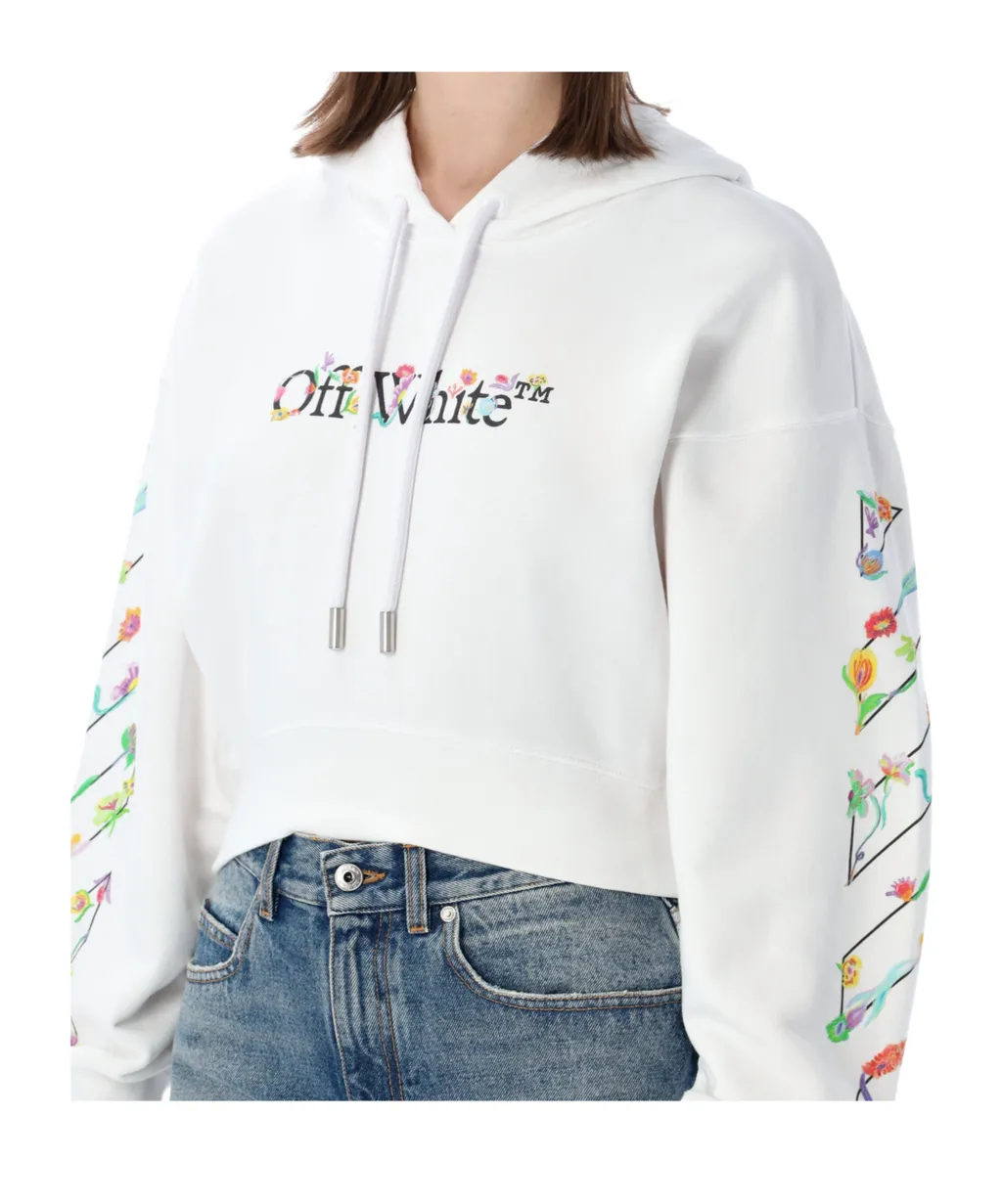 Off-White Flower Cropped Hoodie