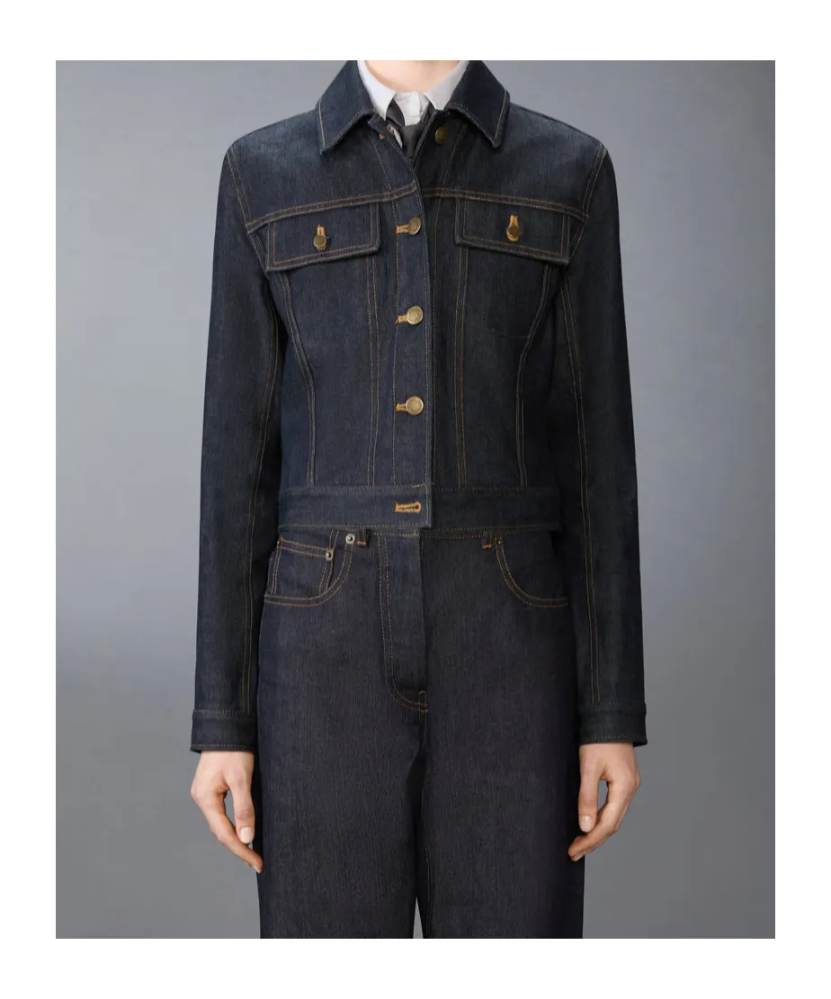 Pointed-Collar Denim Jacket