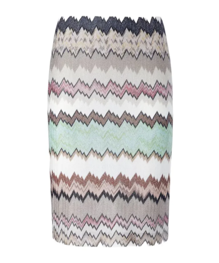 Missoni Side Slit Lamé Midi Skirt