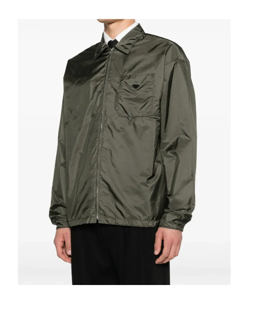 Prada Triangle-Logo Zipped Shirt