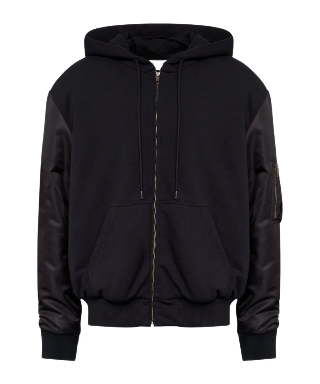 Mm6 Maison Margiela Zip-Up Gathered-Sleeve Hoodie