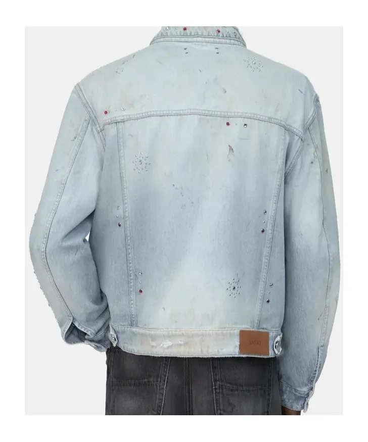 Amiri Studded Distressed Denim Jacket