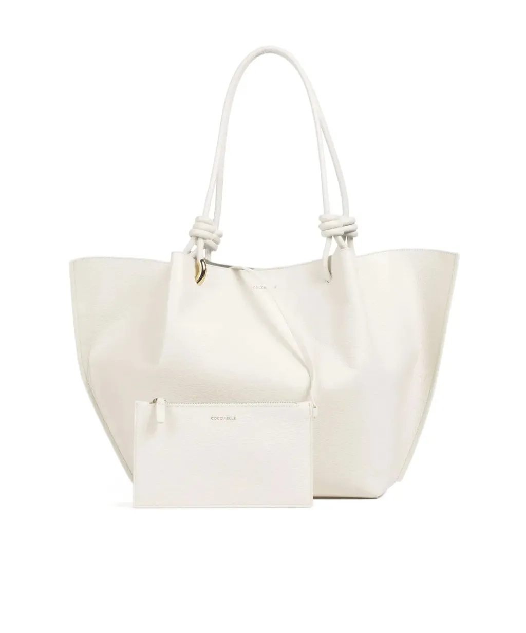 Finn Tote Bag Grained Leather Ivory