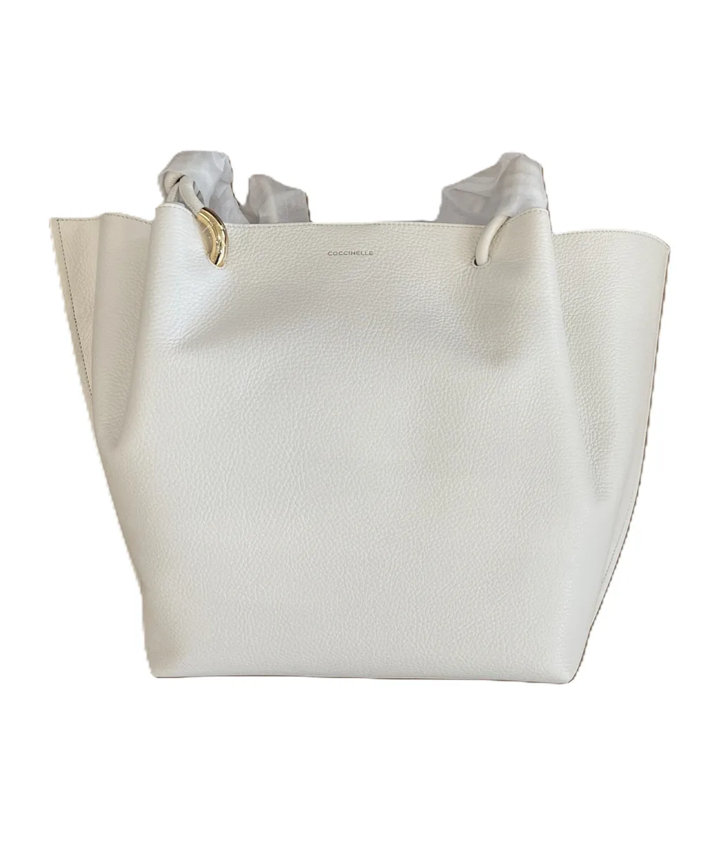 Finn Tote Bag Grained Leather Ivory