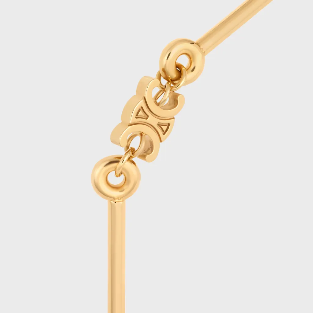 Les Perles Celine Straight Necklace In Resin Pearls And Brass With Gold Finish