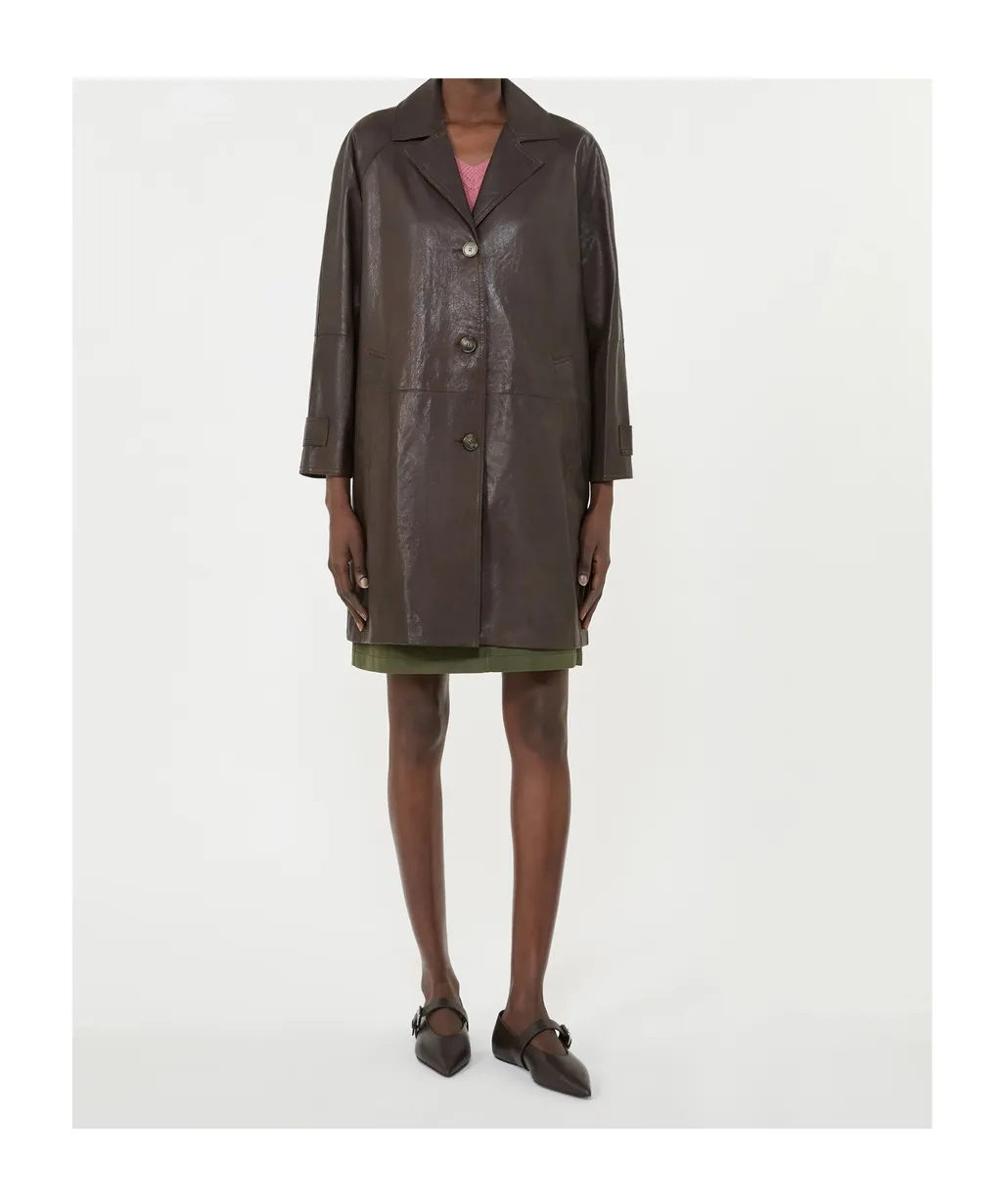 Long-Sleeved Leather Jacket