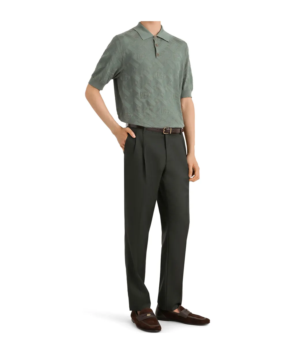 Dolce & Gabbana Micro-Dot Stitch Short-Sleeved Polo Shirt