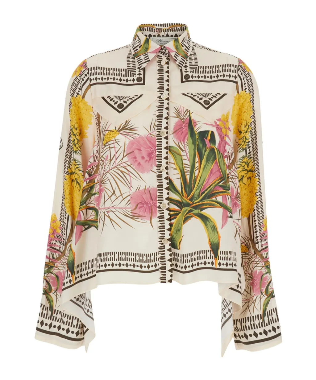 Blumarine Floral Printed Long Sleeved Shirt