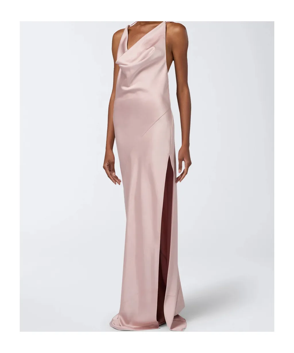Vera Cowl-Neck Side-Slit Maxi Dress