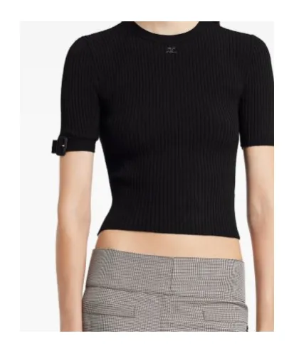CourrÈGes Buckle Knitted T-Shirt