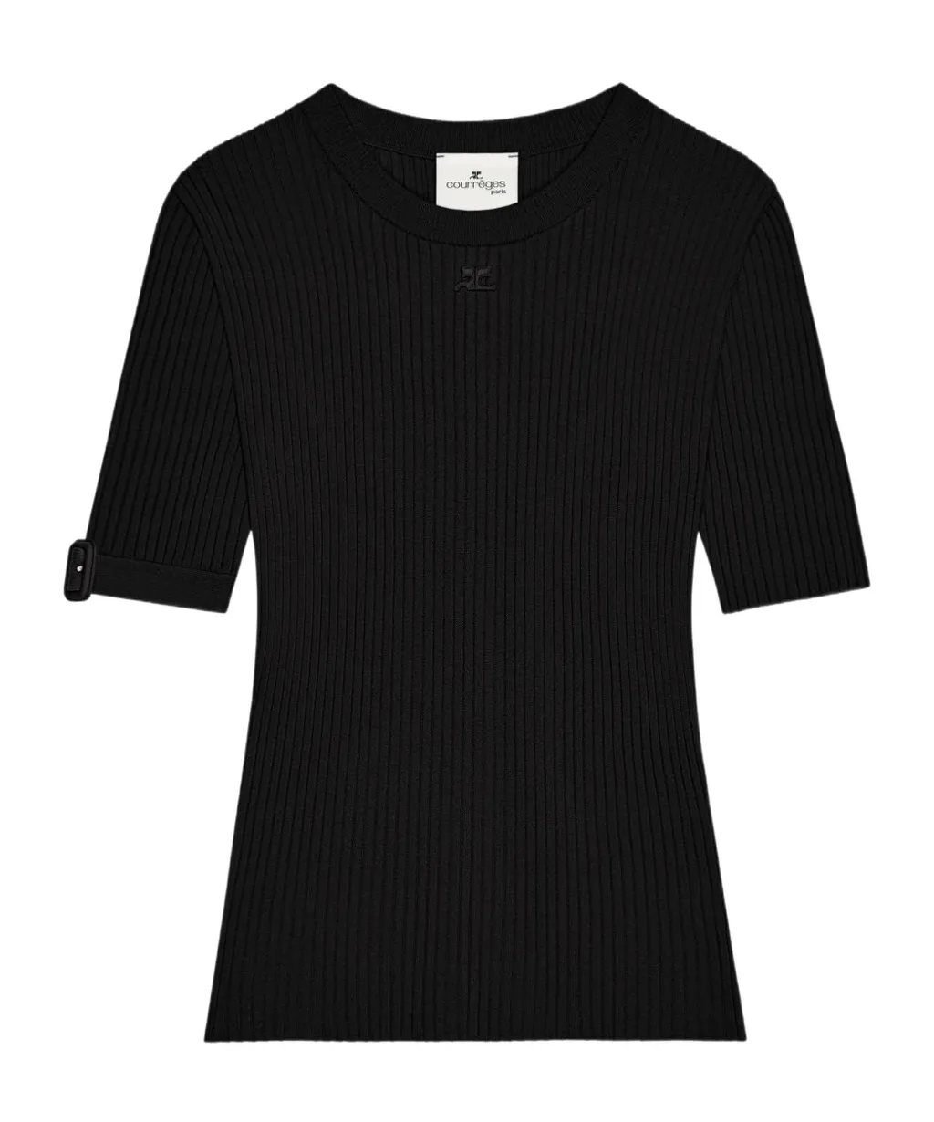 CourrÈGes Buckle Knitted T-Shirt