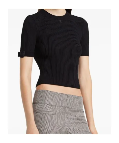 CourrÈGes Buckle Knitted T-Shirt