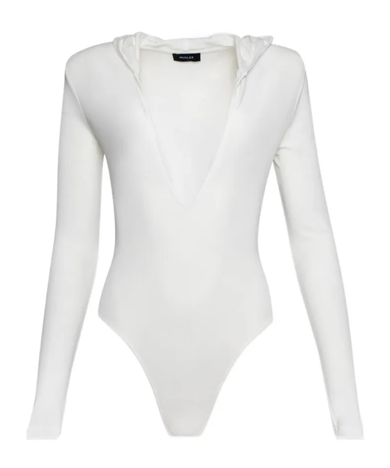 Mugler Hooded V-Neck Bodysuit