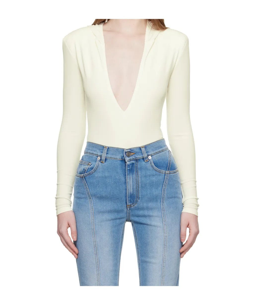 Mugler Hooded V-Neck Bodysuit
