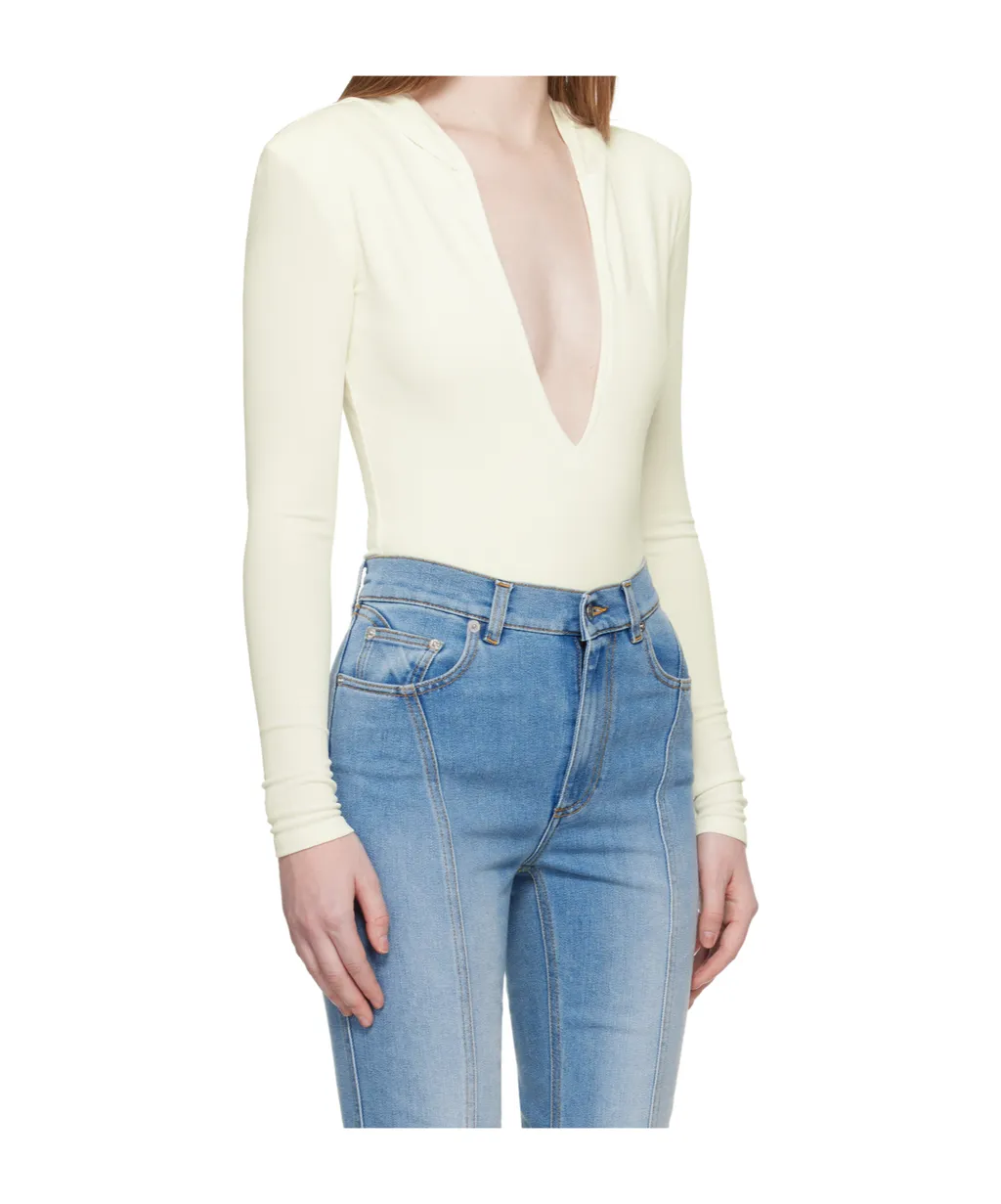 Mugler Hooded V-Neck Bodysuit