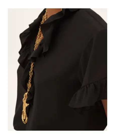 Short-Sleeve Ruffle Top In CrÊPe De Chine