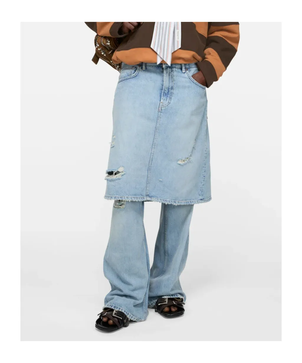 Acne Studios Logo Patch Distressed Panelled Jeans