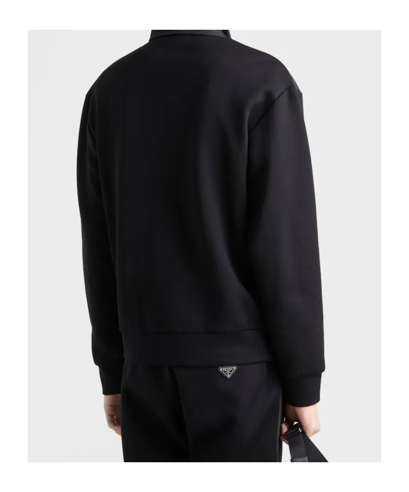 Cotton Fleece Zipper Jacket With Re-Nylon Details