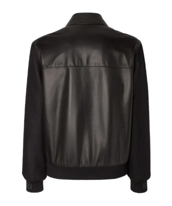 Black Wool And Leather Blouson