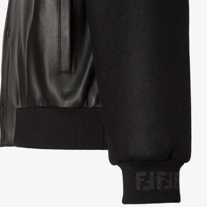 Black Wool And Leather Blouson