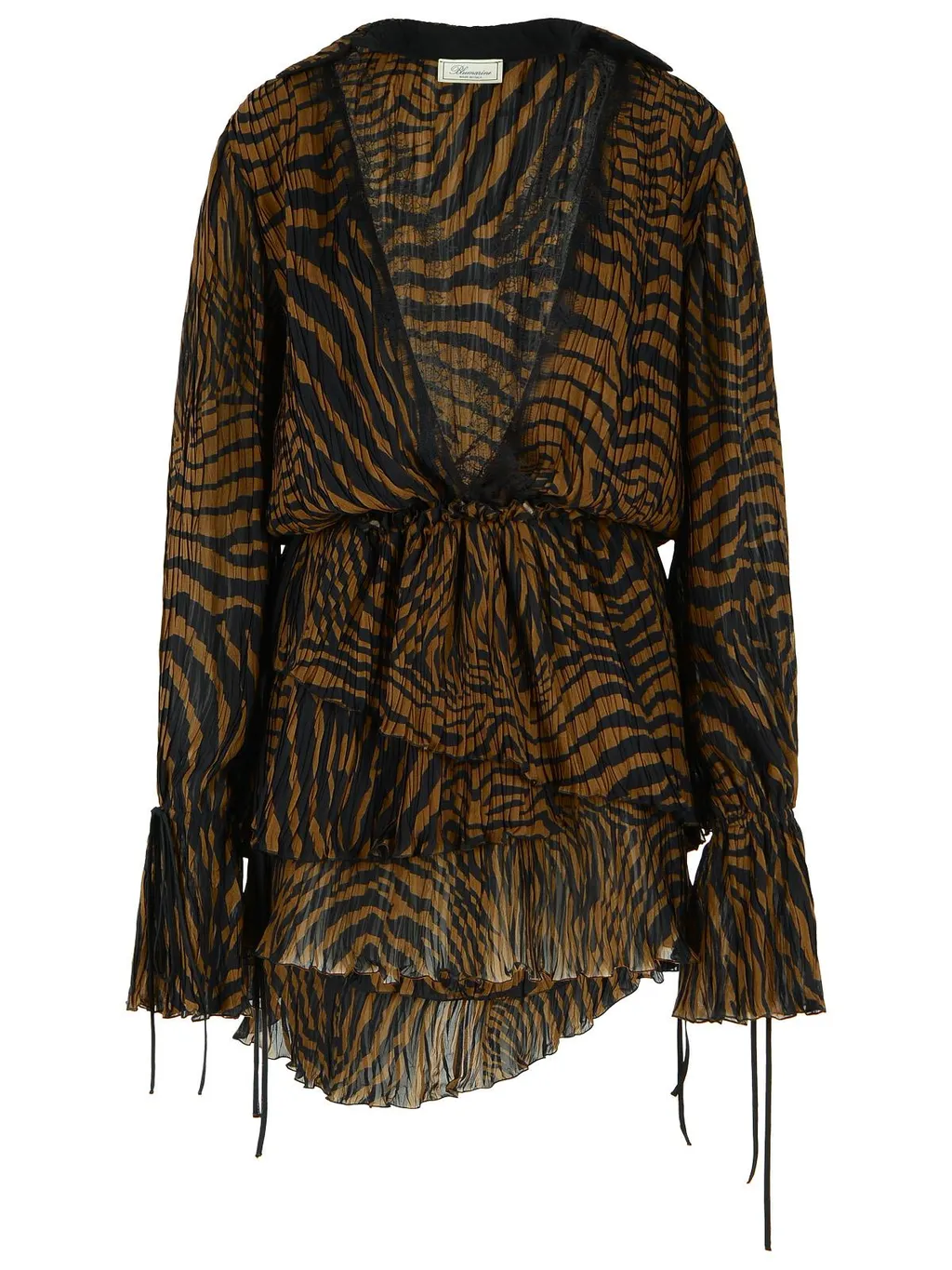 Lace-Trim Zebra-Print Dress