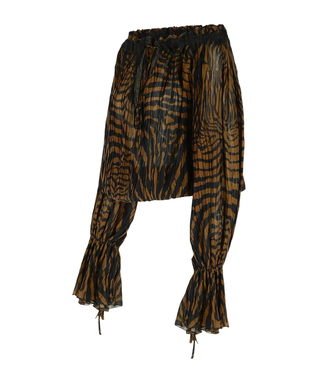 Blumarine Zebra Printed Boat Neckline Blouse