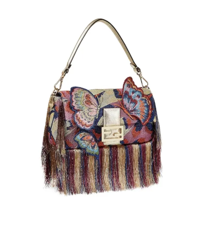 Baguette® Bag With Multicolour Lamé Night Butterfly Embroidery