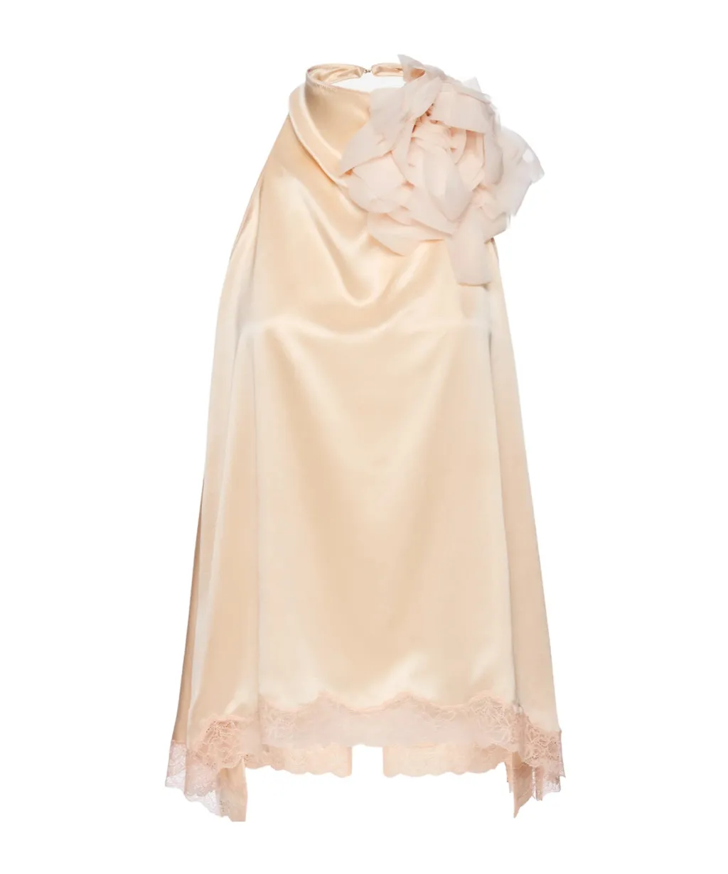 Open-Back Lace-Trim Blouse