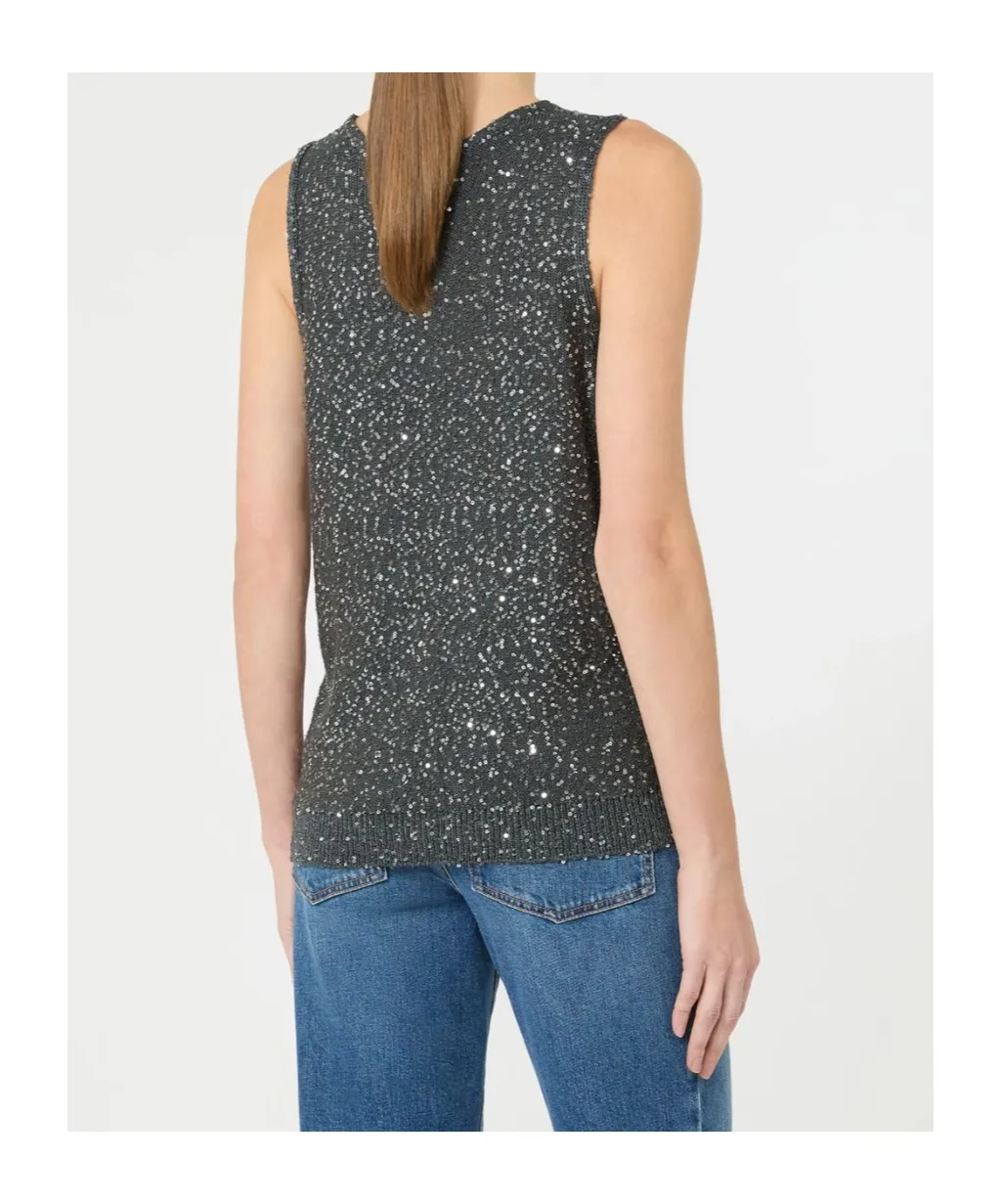 Sleeveless Sequined Knit Top