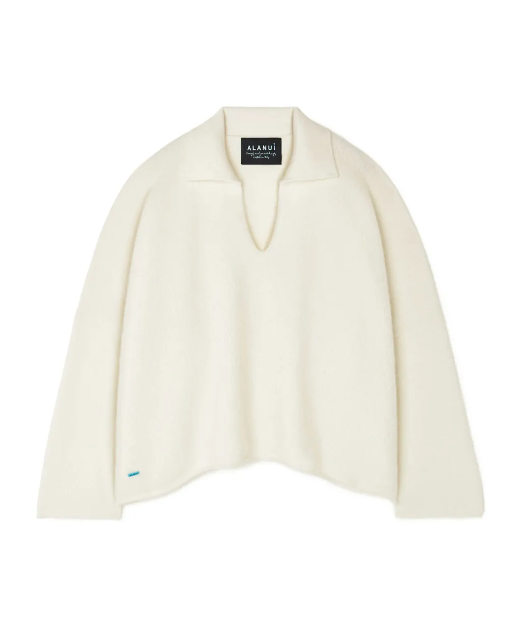 Finest Polo-Collar Ribbed Sweater