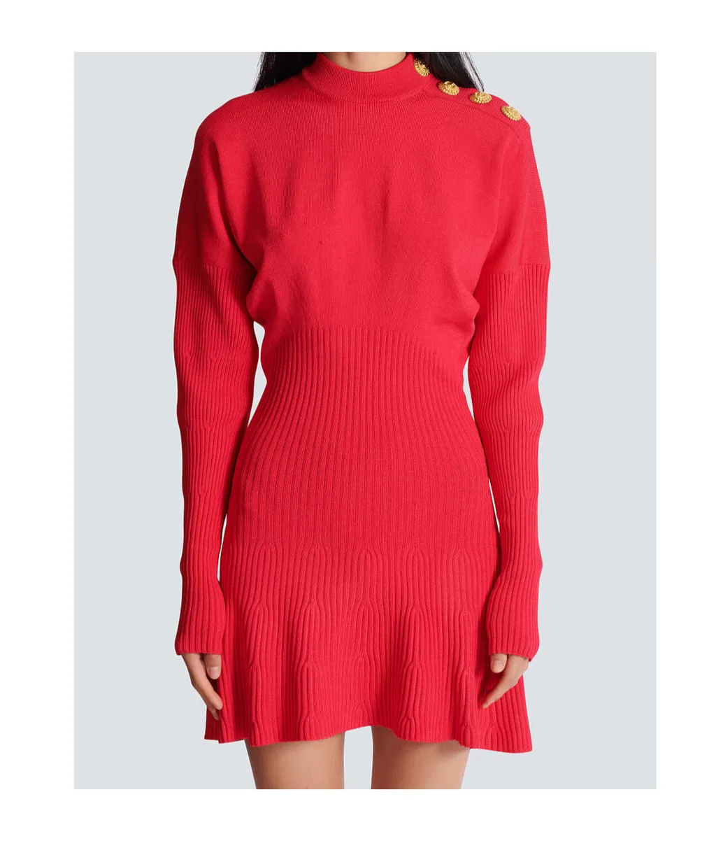 Balmain Turtleneck Long-Sleeve Knit Dress