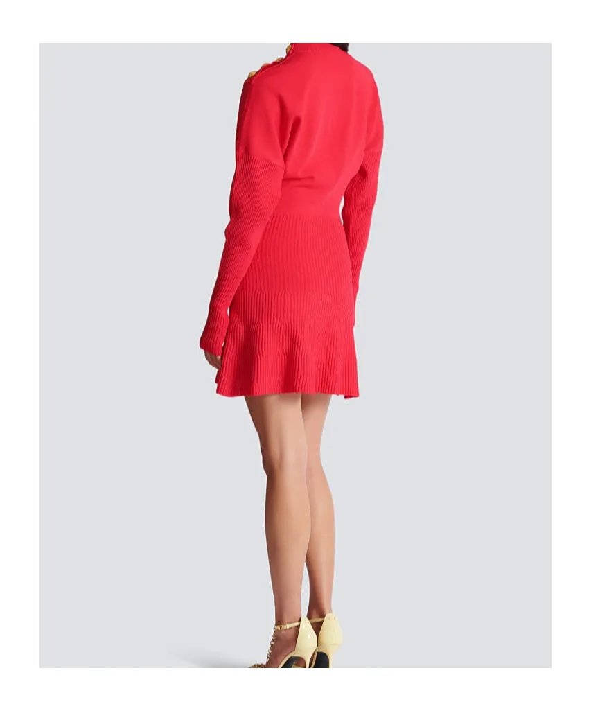 Balmain Turtleneck Long-Sleeve Knit Dress