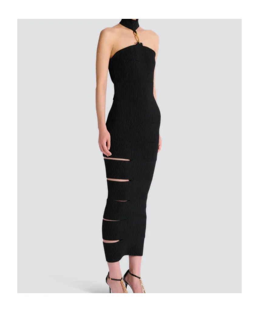 Balmain Embellished Long Sleeveless Dress