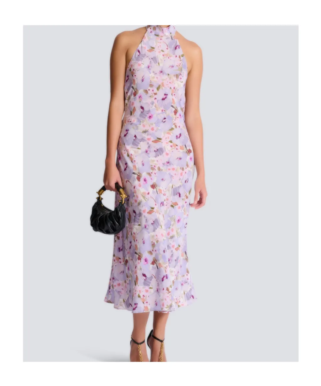Balmain Printed Poppy Flower Dress
