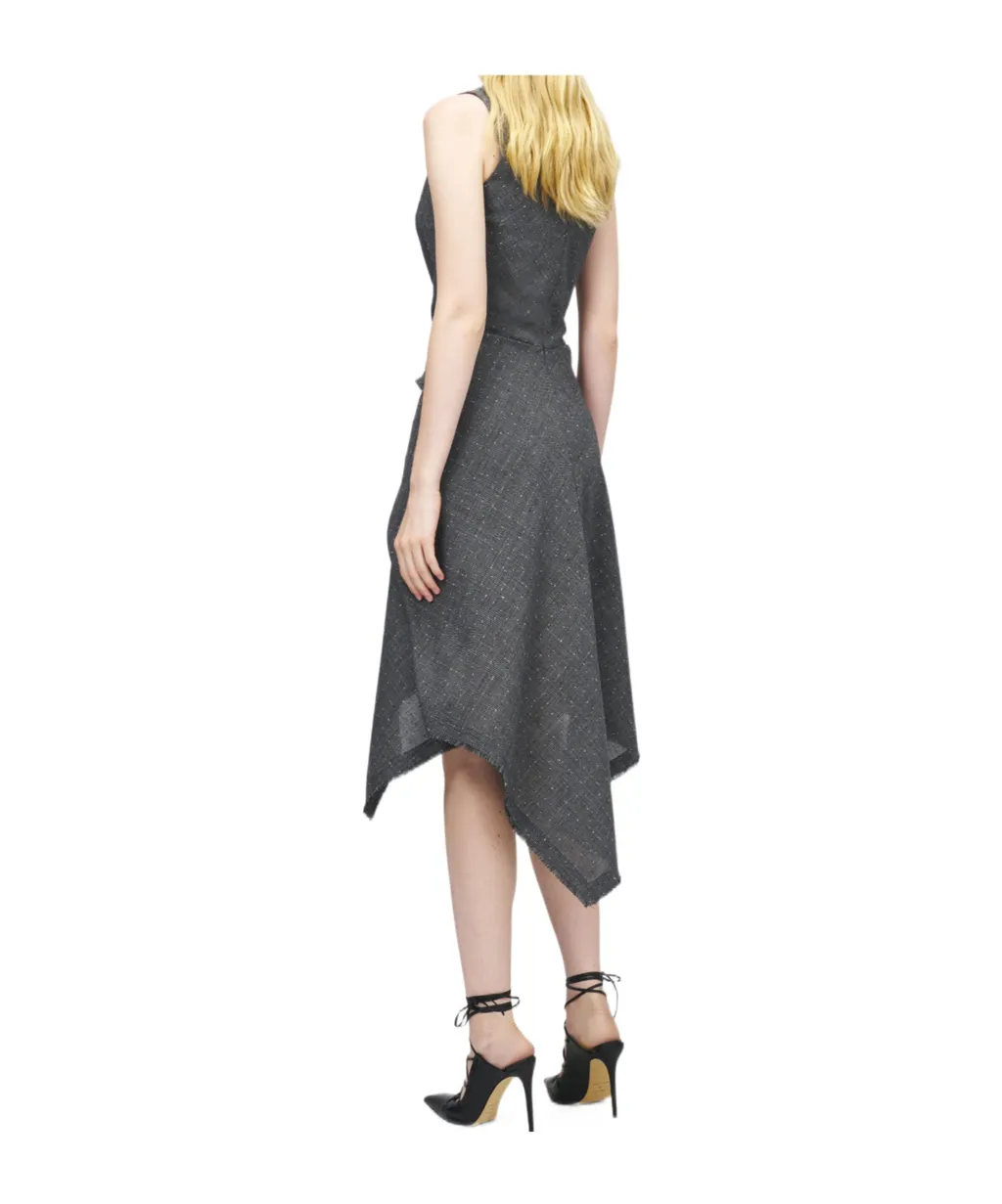Alexander Mcqueen Flecked Glen Check Asymmetric Dress