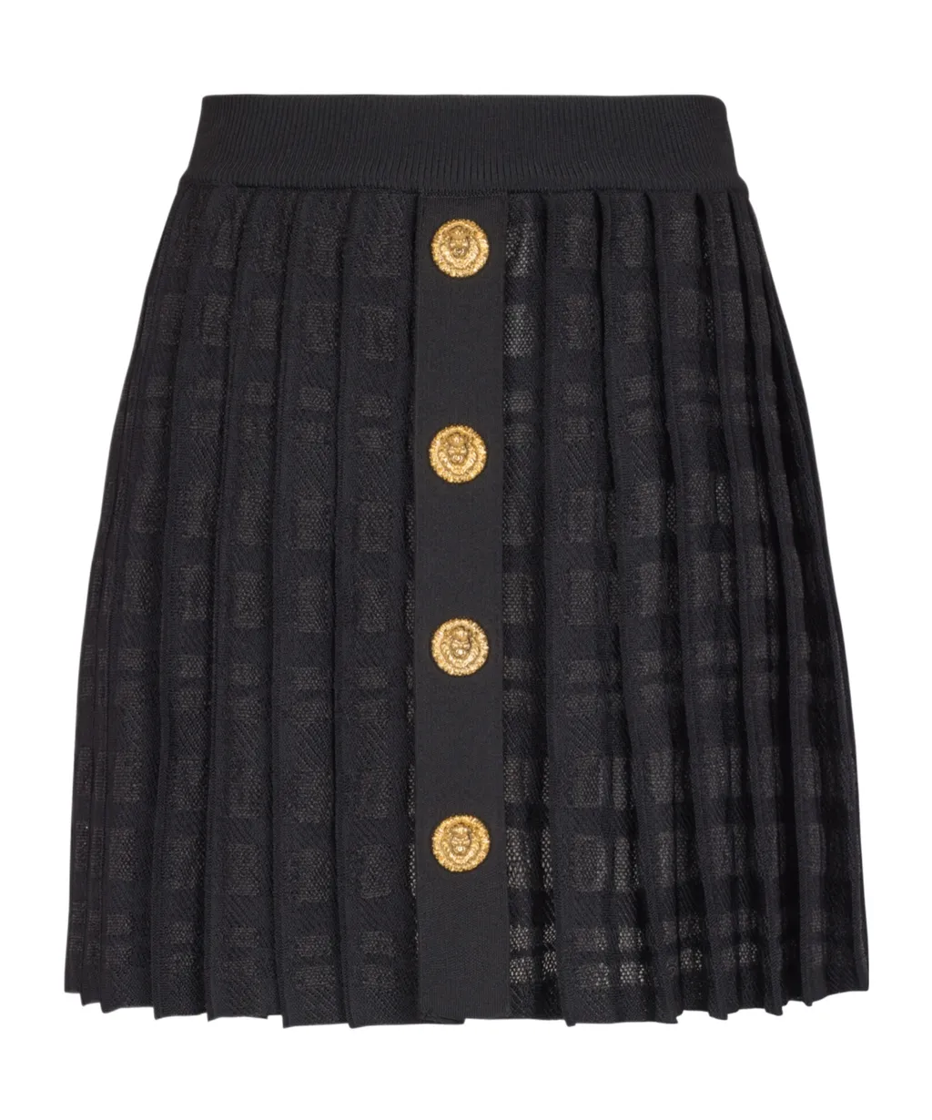 Balmain Pleated Button Detailed Skirt