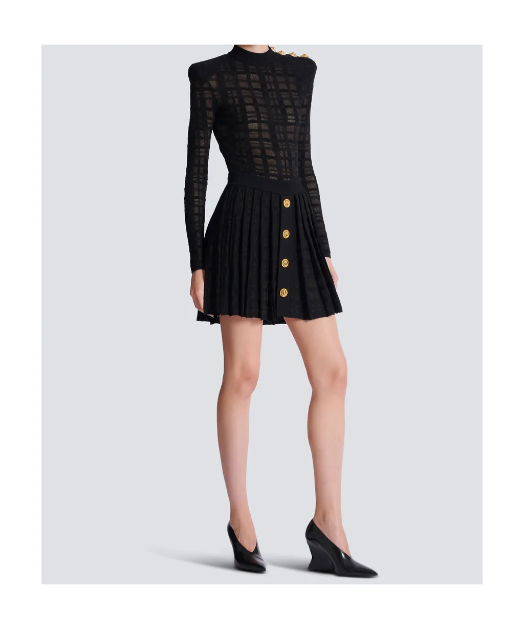 Balmain Pleated Button Detailed Skirt