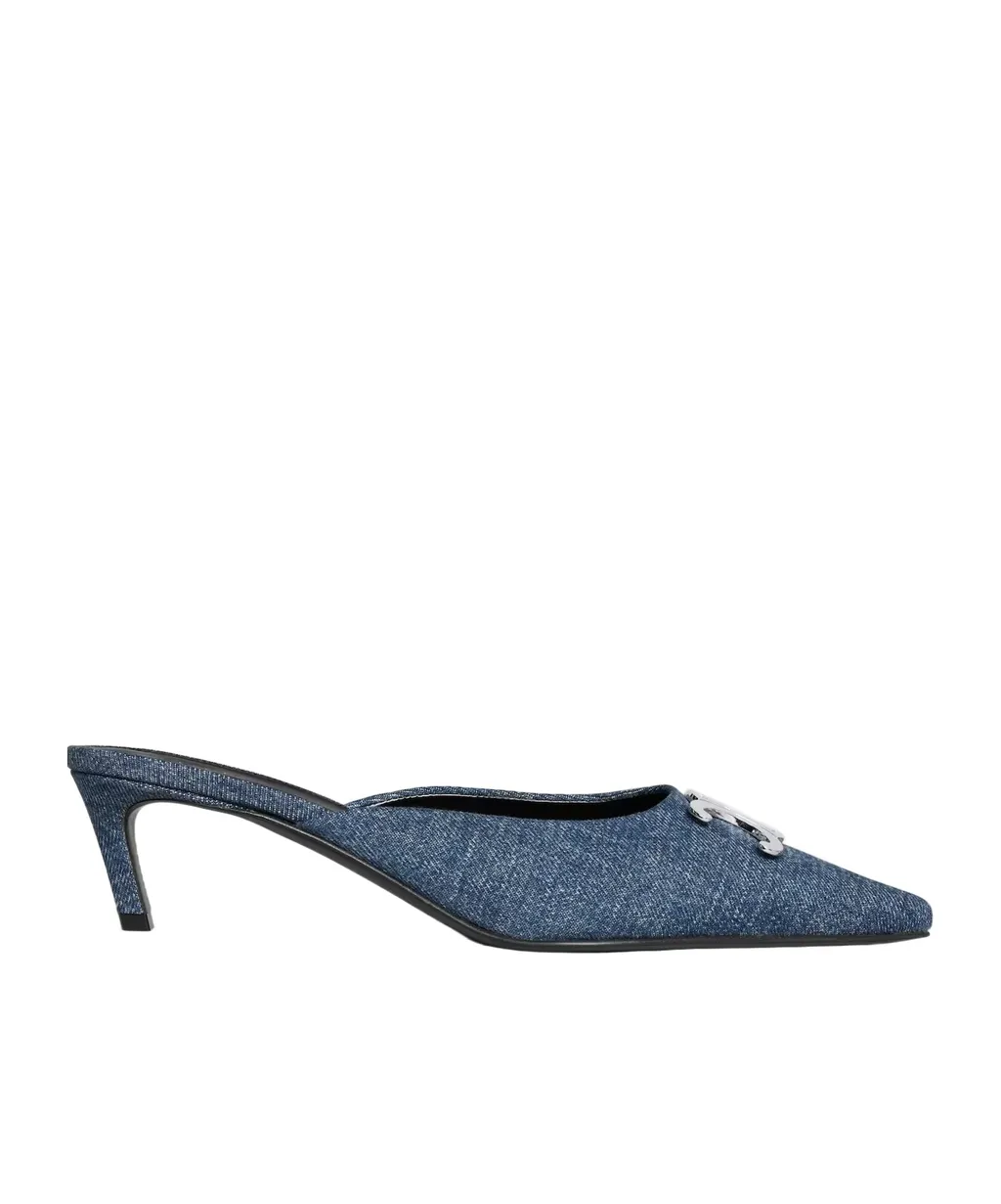 Celine Alma Triomphe Mule In Denim