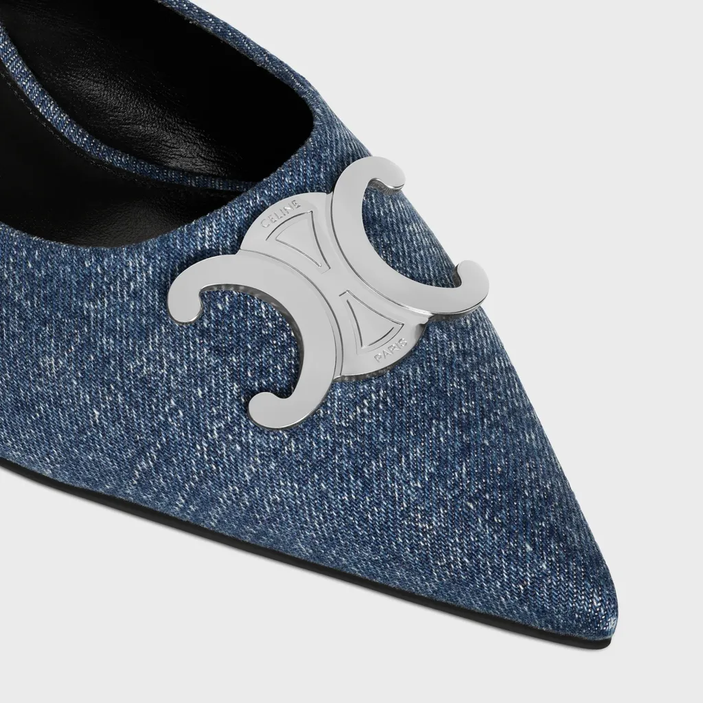 Celine Alma Triomphe Mule In Denim